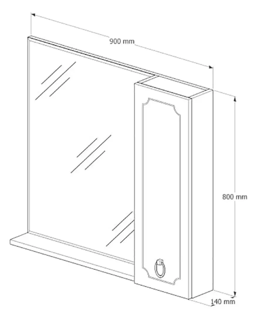 Dulap cu oglinda Supraten Valua 90 Right (White)