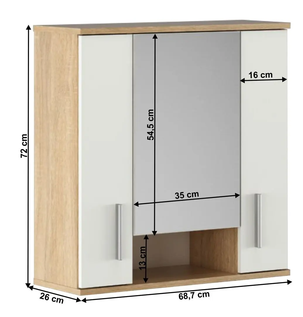 Dulap cu oglinda Tempo Kondela Lessy New 01 (Sonoma Oak/White Matt)
