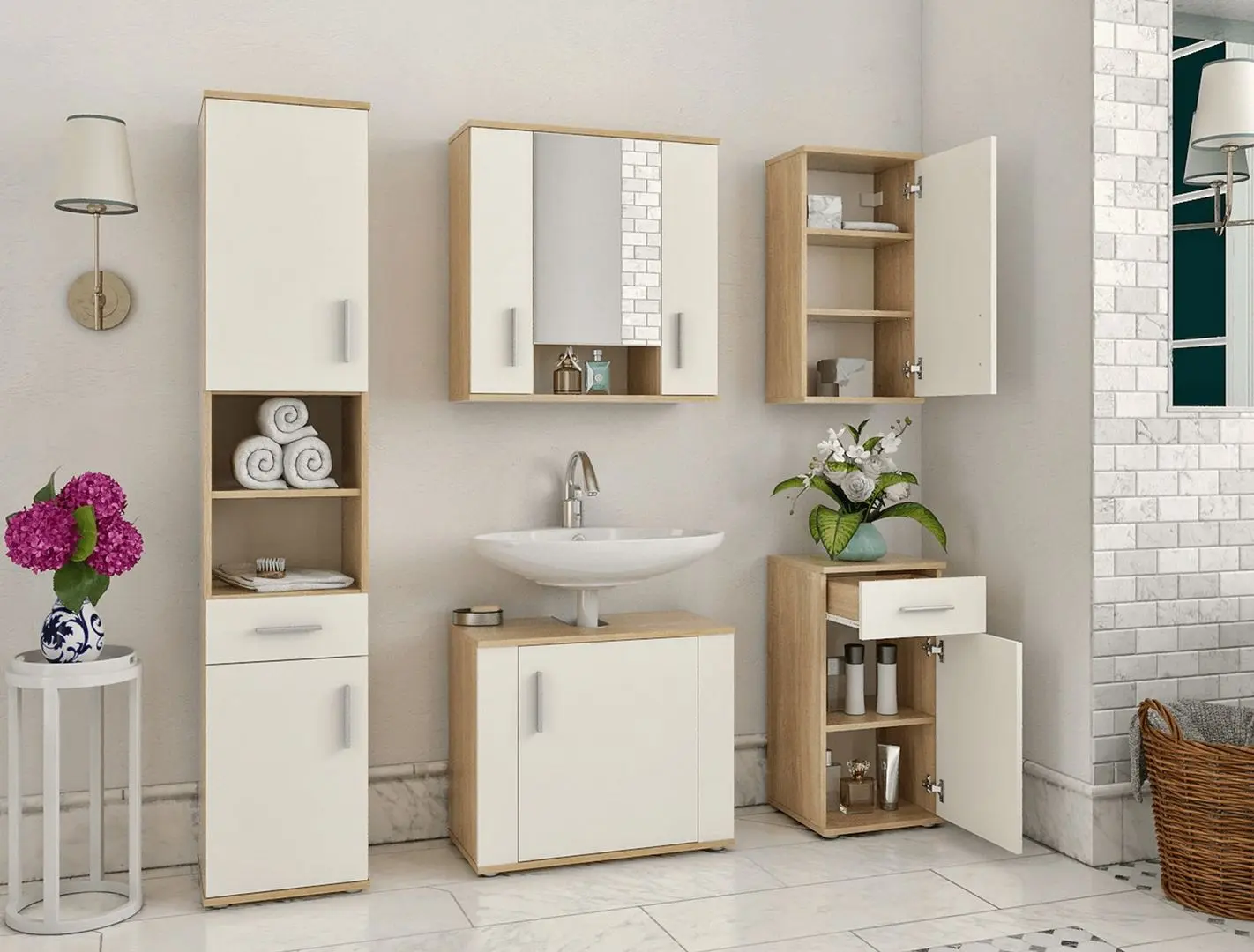 Dulap Tempo Kondela Lessy New 03 (Sonoma Oak/White Matt)