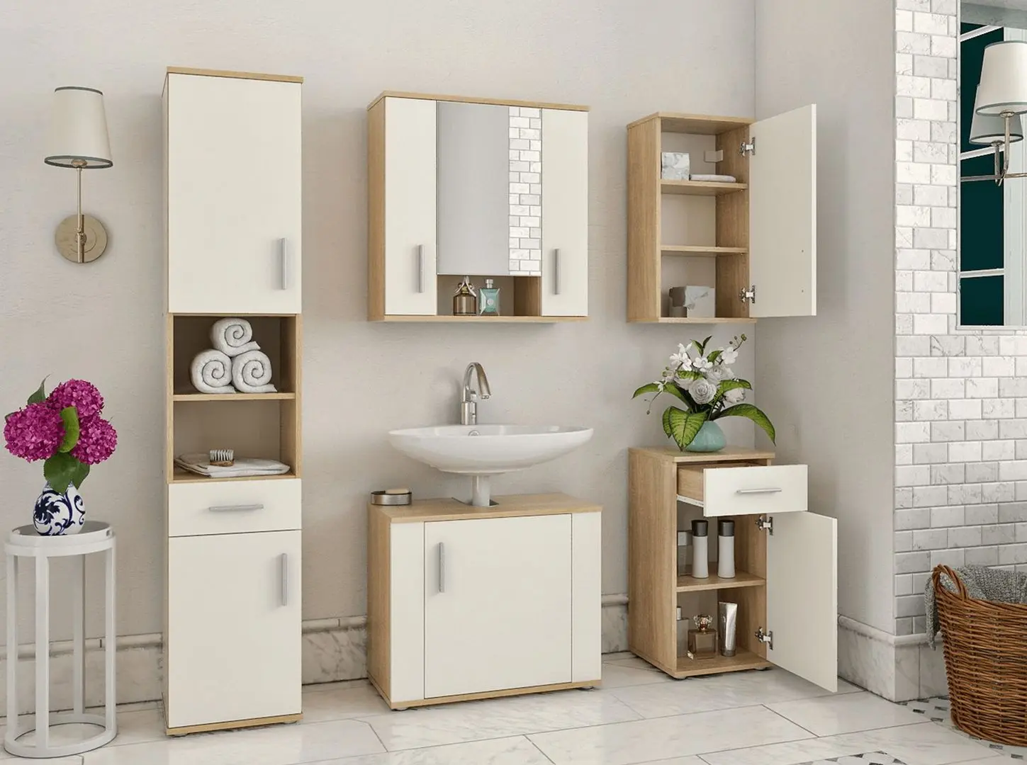 Dulap Tempo Kondela Lessy New 04 (Sonoma Oak/White Matt)