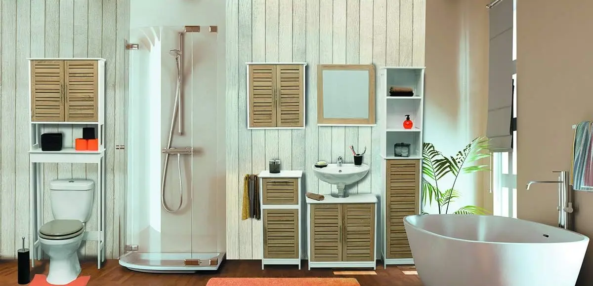 Dulap suspendat Tendance Stockholm 9903306 (White/Natural) - 3