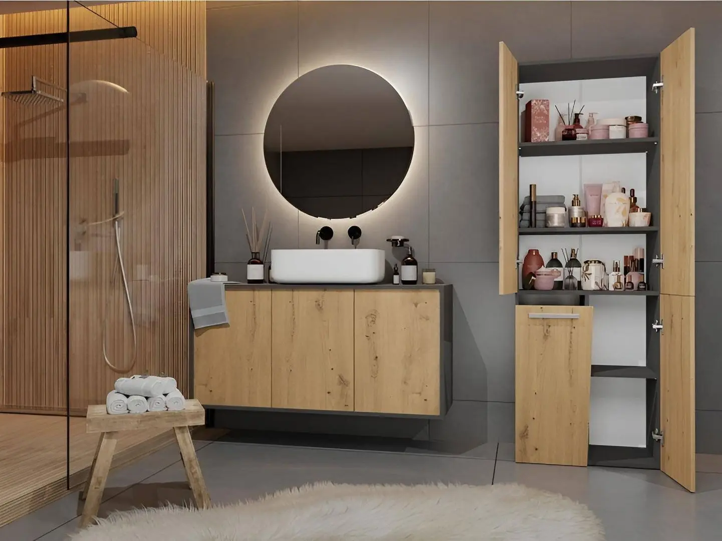 Dulap TopEshop Nel DD 1K (Anthracite/Artisan Oak)