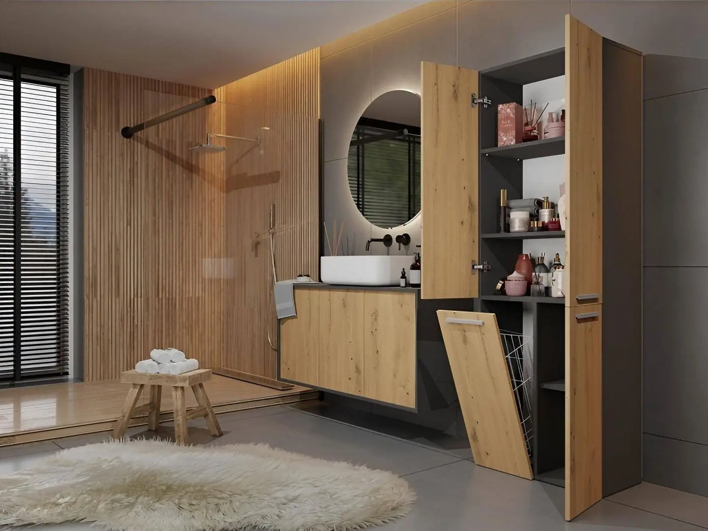 Dulap TopEshop Nel DD 1K (Anthracite/Artisan Oak)