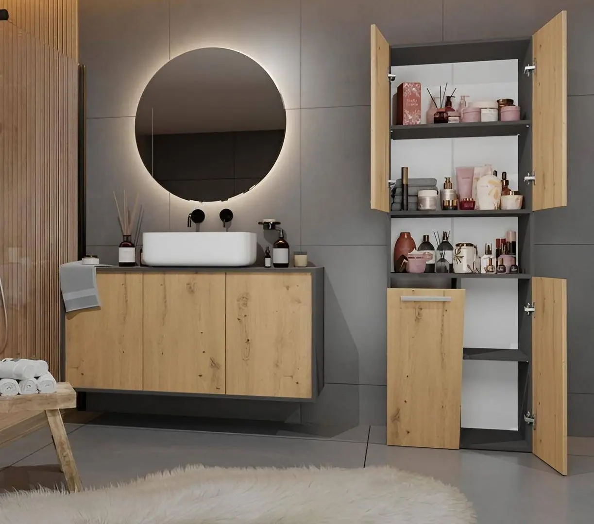 Dulap TopEshop Nel DK 1K (Anthracite/Artisan Oak)