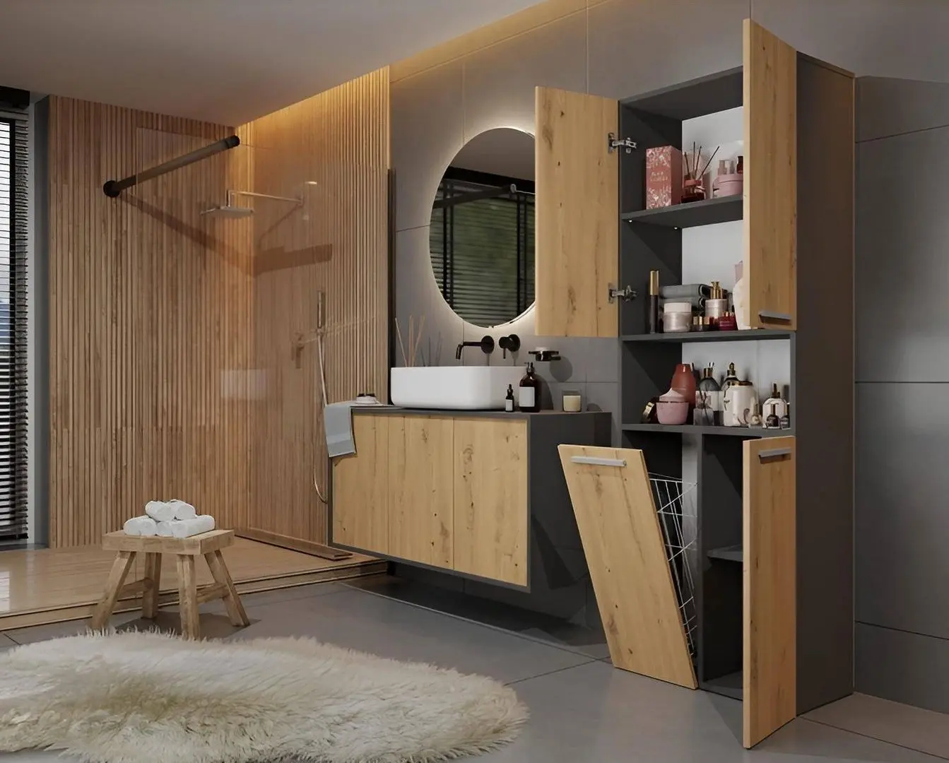 Dulap TopEshop Nel DK 1K (Anthracite/Artisan Oak)