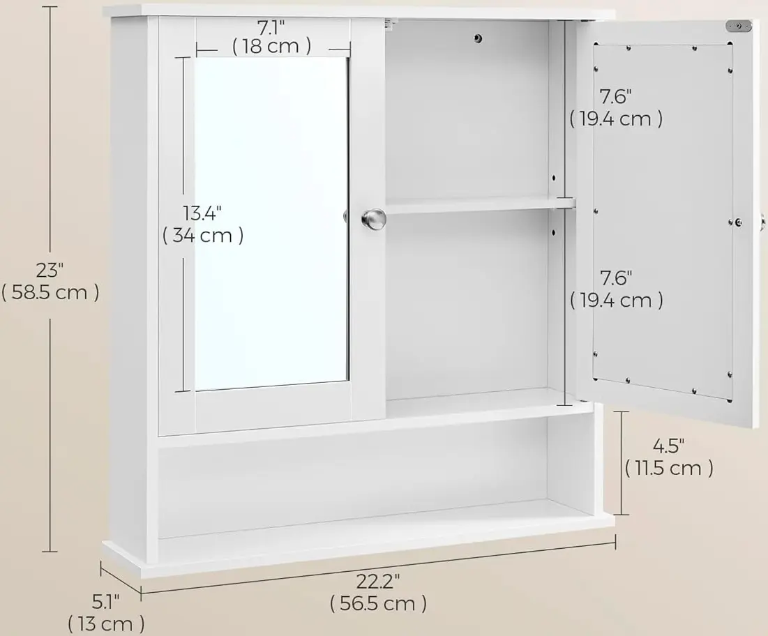 Dulap cu oglinda Vasagle LHC002 (White)