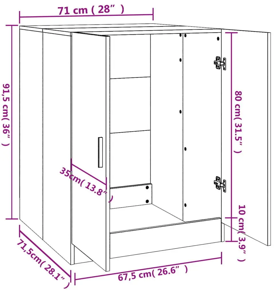 Dulap pentru masina de spalat VidaXL 808395 (White)