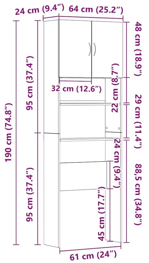 Dulap pentru masina de spalat VidaXL 859127 (White)
