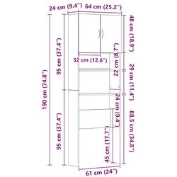 Шкаф для стиральной машины VidaXL 859130 (Concrete Grey) Thumb
