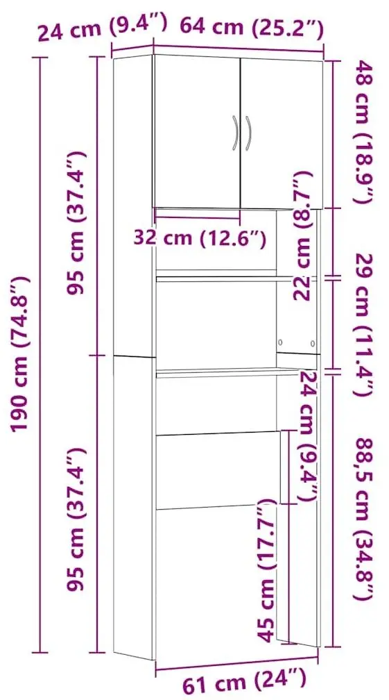 Шкаф для стиральной машины VidaXL 859130 (Concrete Grey)
