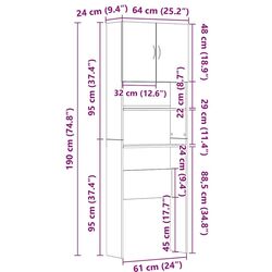 Dulap pentru masina de spalat VidaXL 862390 (Black) Thumb