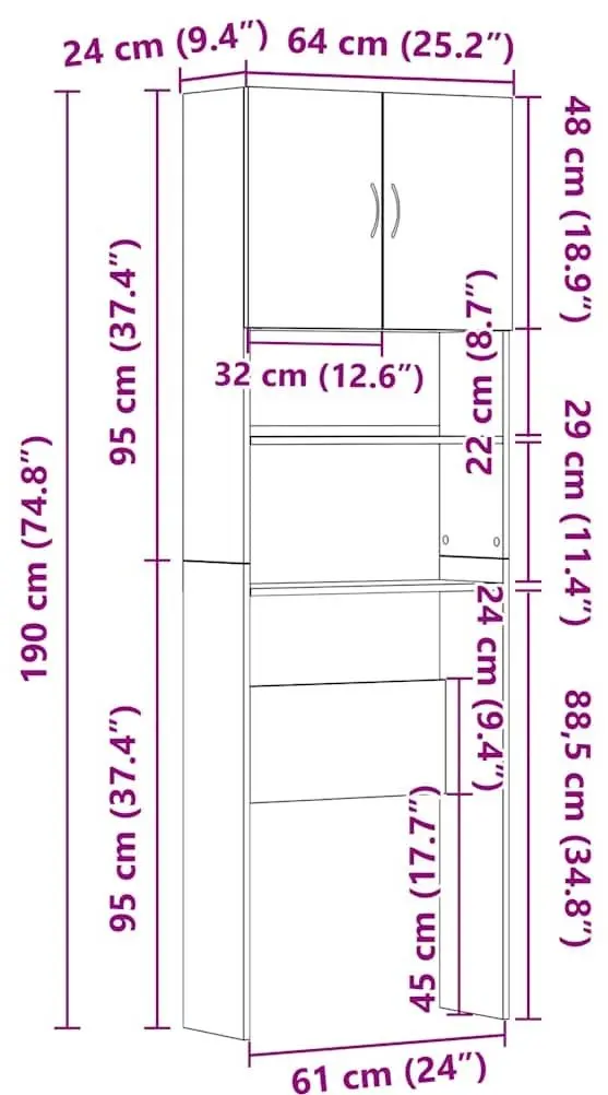 Dulap pentru masina de spalat VidaXL 862390 (Black)
