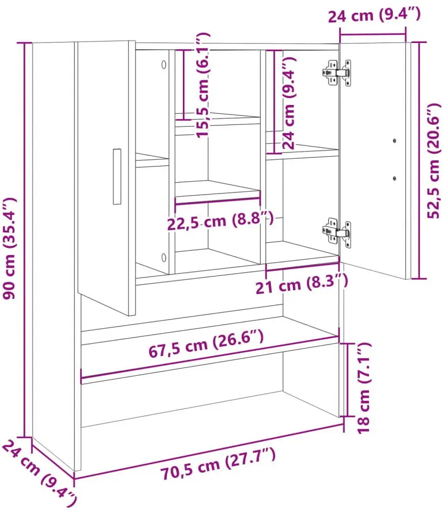 Шкаф-надставка VidaXL 849648 (Sonoma Oak)