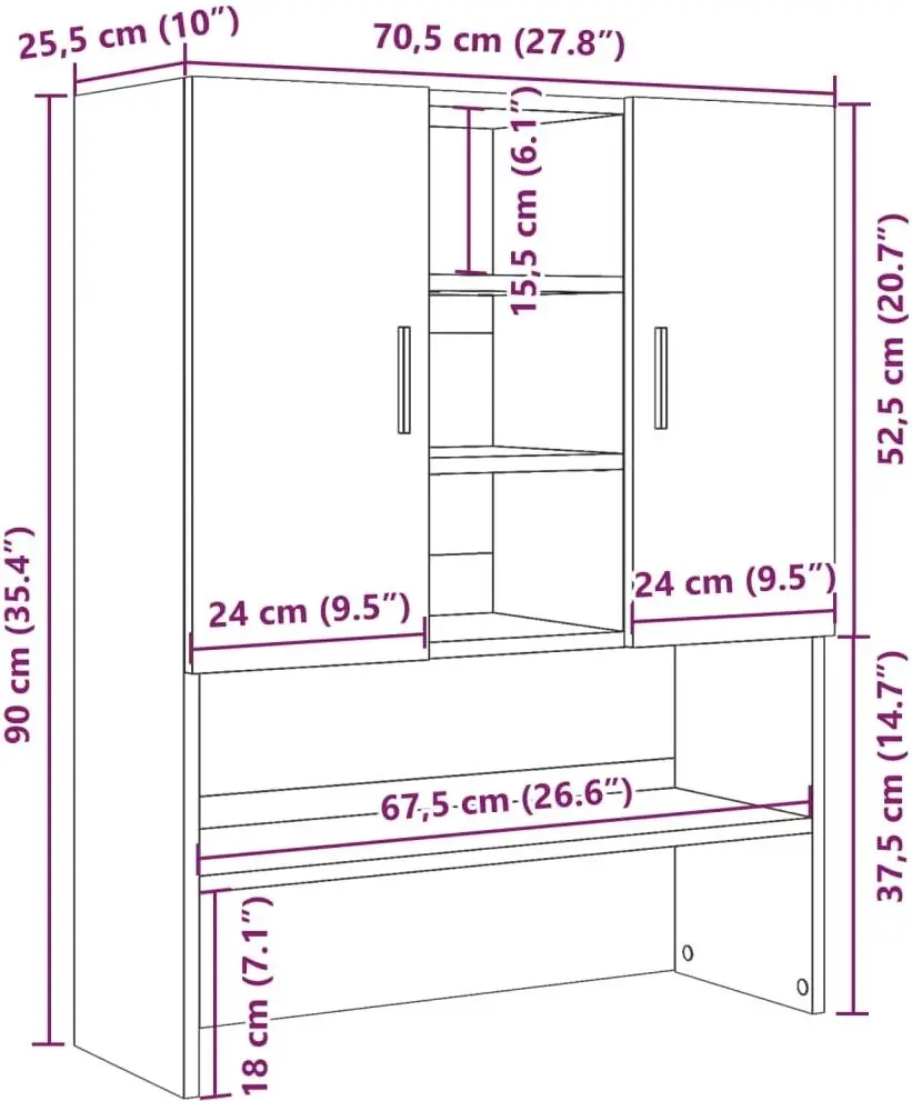 Шкаф-надставка VidaXL 856636 (Concrete Grey)