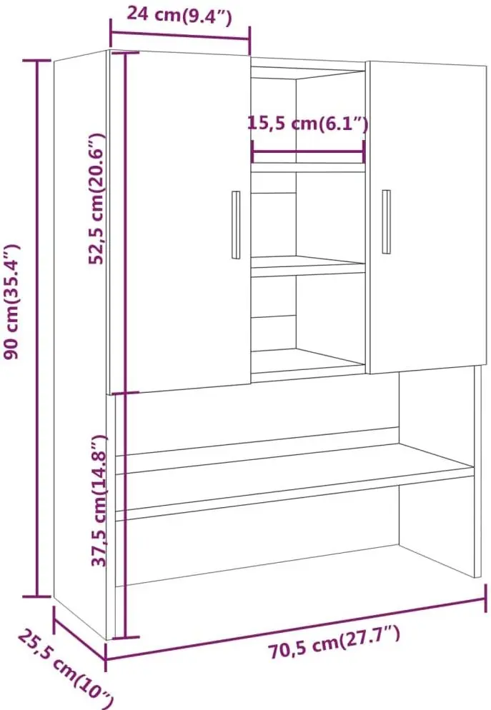 Шкаф VidaXL 3120182 (Smoked Oak)