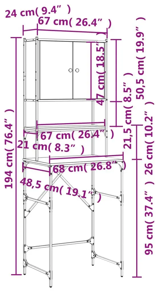 Dulap VidaXL 838975 (Smoked Oak) - 12