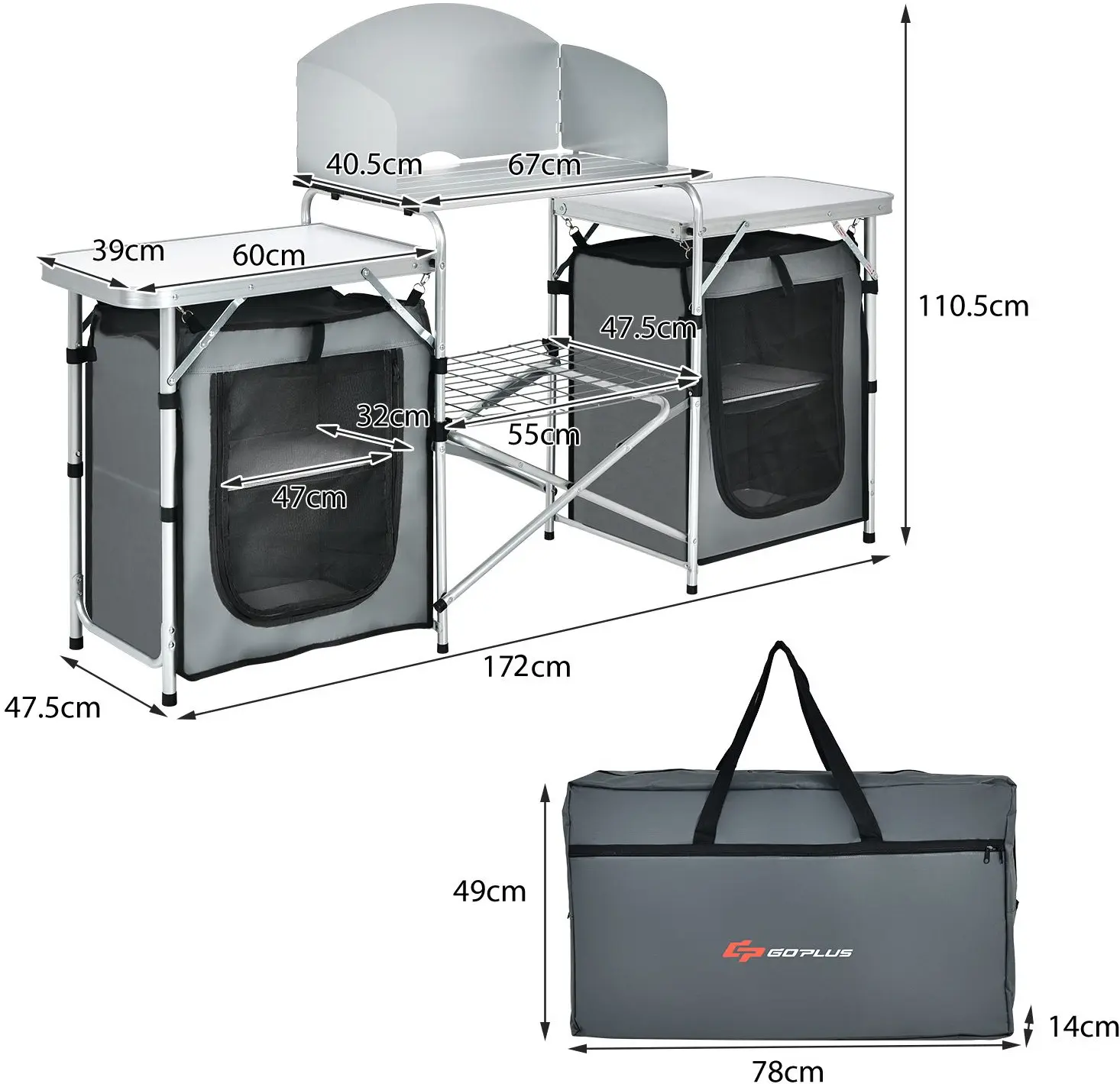 Bucatarie de camping Costway OP70292GR (Grey) - 4