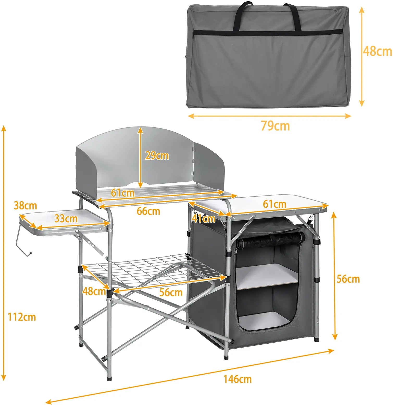 Bucatarie de camping Costway OP70542GR (Grey) - 3