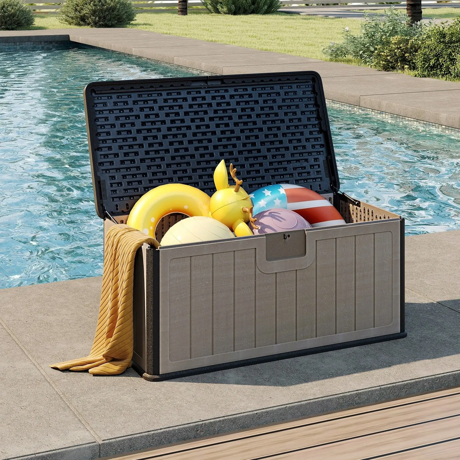 Lada depozitare de gradina Costway NP12605HZ (Brown) - 4