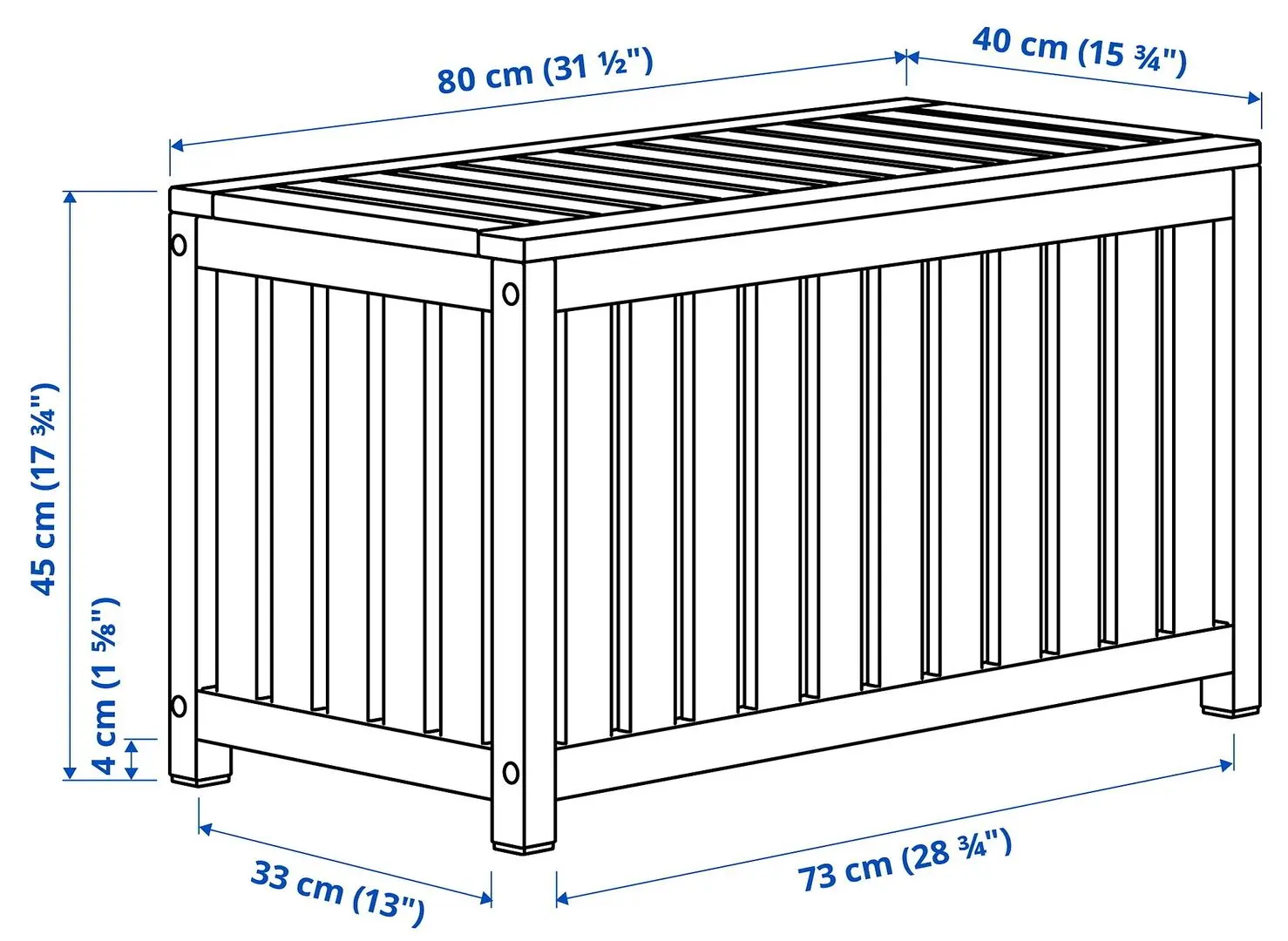 Садовый сундук Ikea Nammaro 80x40x45 (Светло-коричневая Морилка) - 6