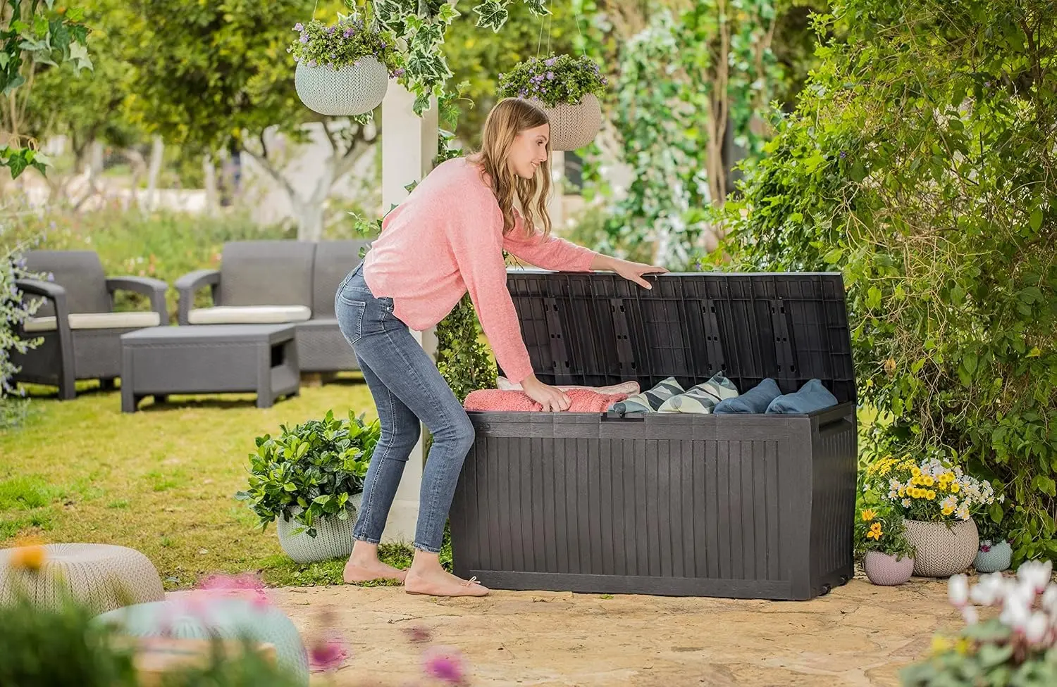 Lada depozitare de gradina Keter Comfy 56125 270L (Graphite) - 7
