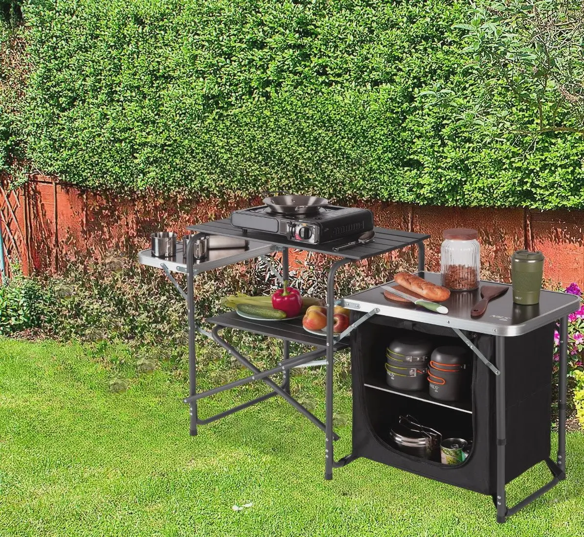 Cкладной шкаф Nils Camp NC3040 (Black/Silver)