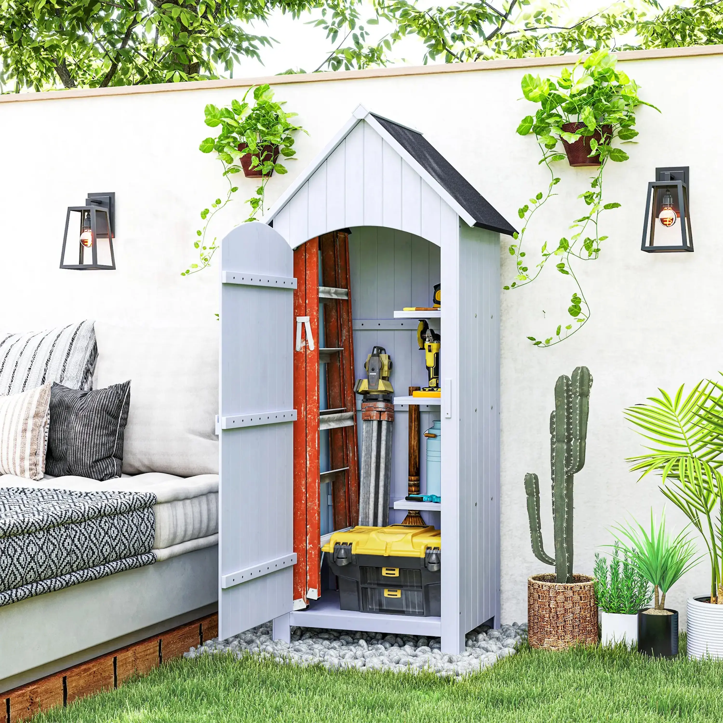 Cадовый шкаф Outsunny 845-246WT (White) - 4