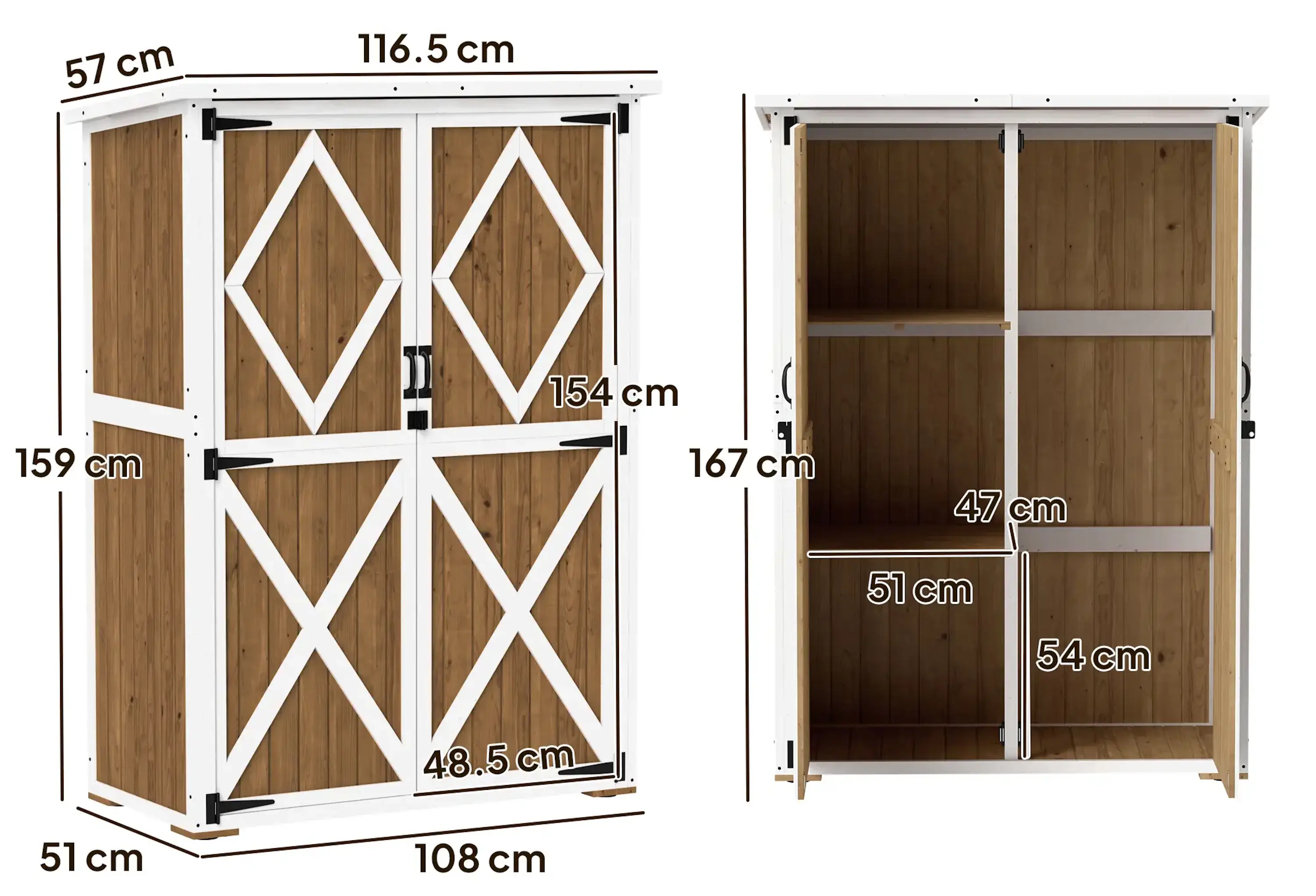 Cадовый шкаф Outsunny 84H-331V00BN (Brown/White) - 6