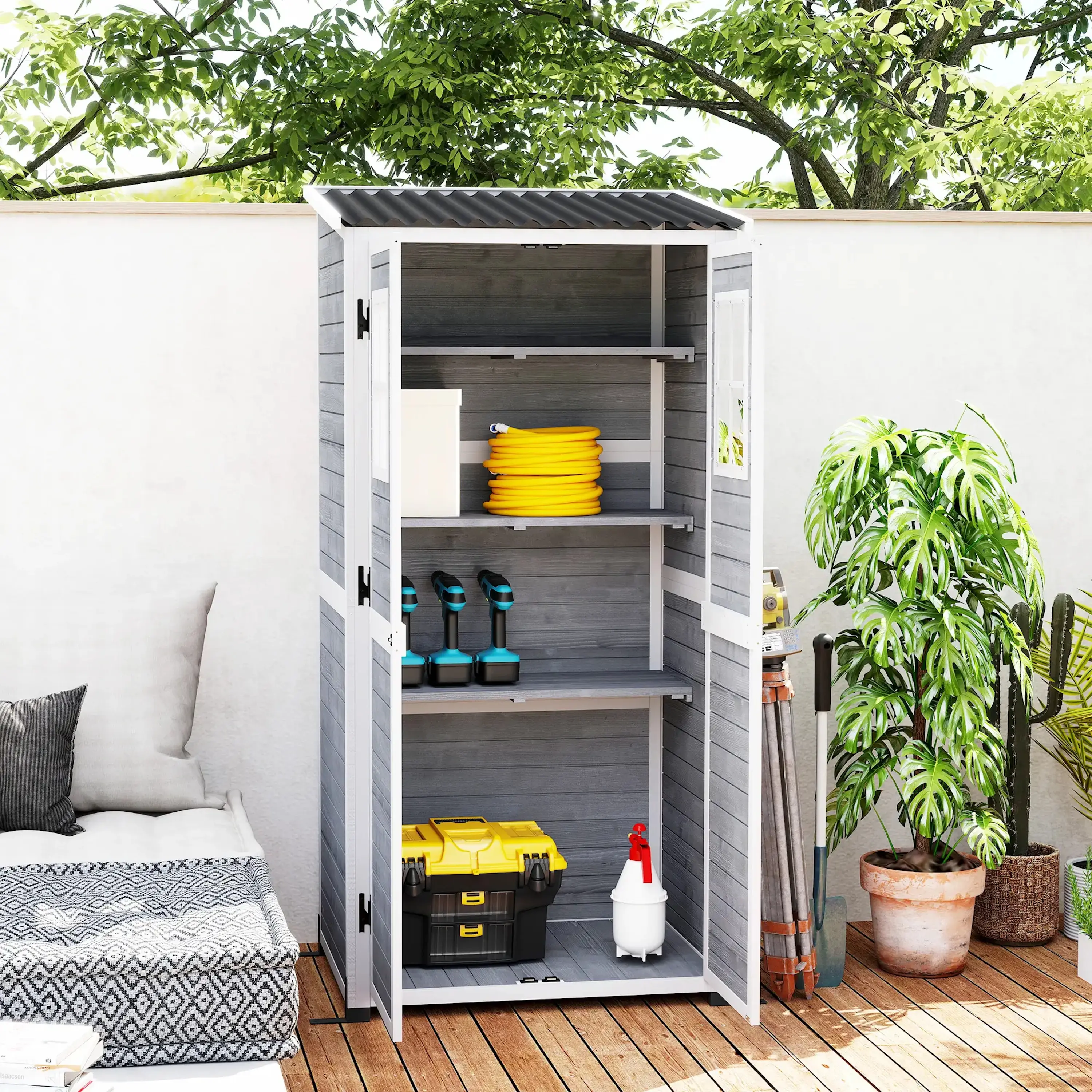 Cадовый шкаф Outsunny 84H-341V00LG (Light Grey) - 3