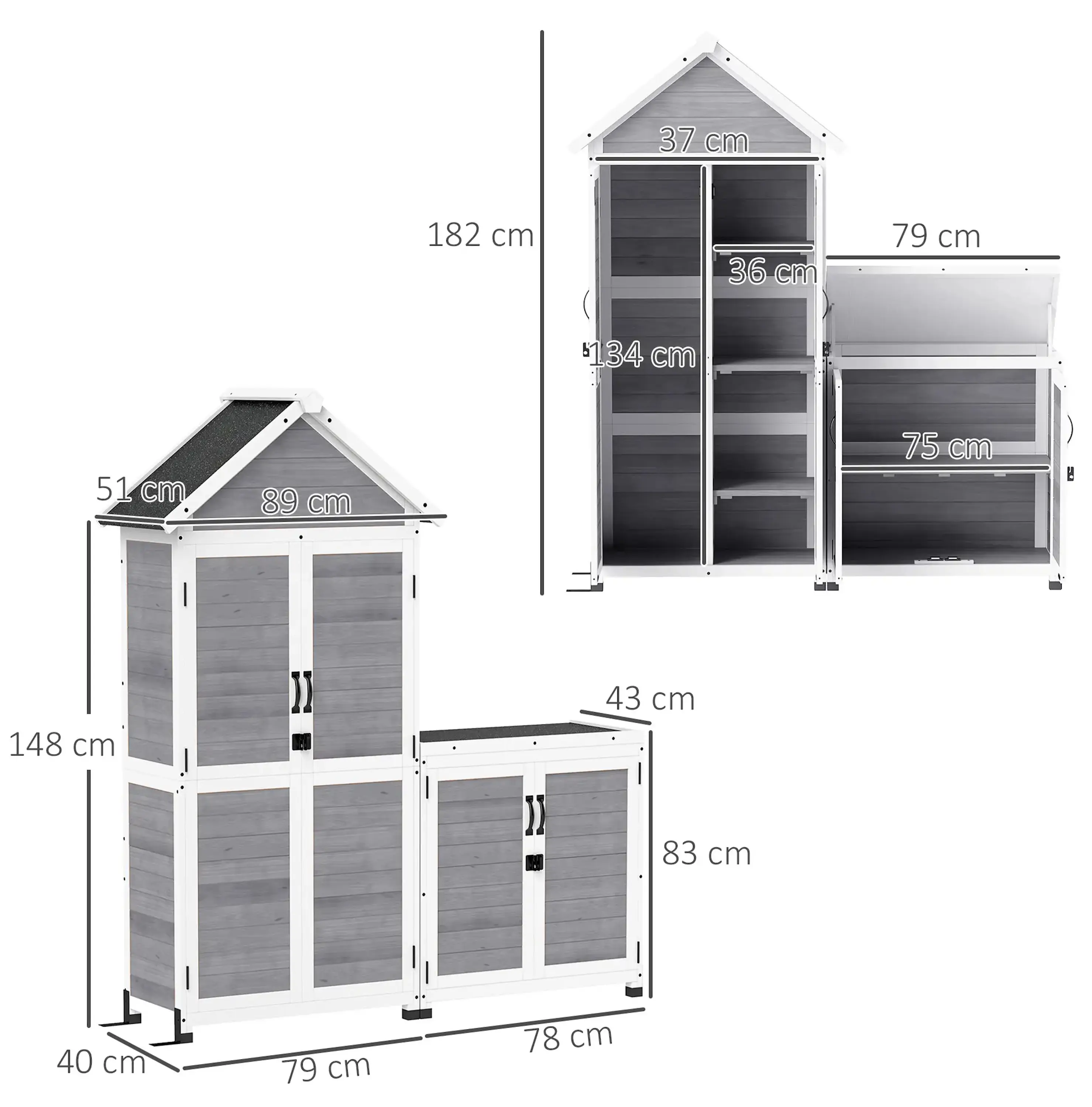 Cадовый шкаф Outsunny 84H-343V00LG (Light Grey) - 4