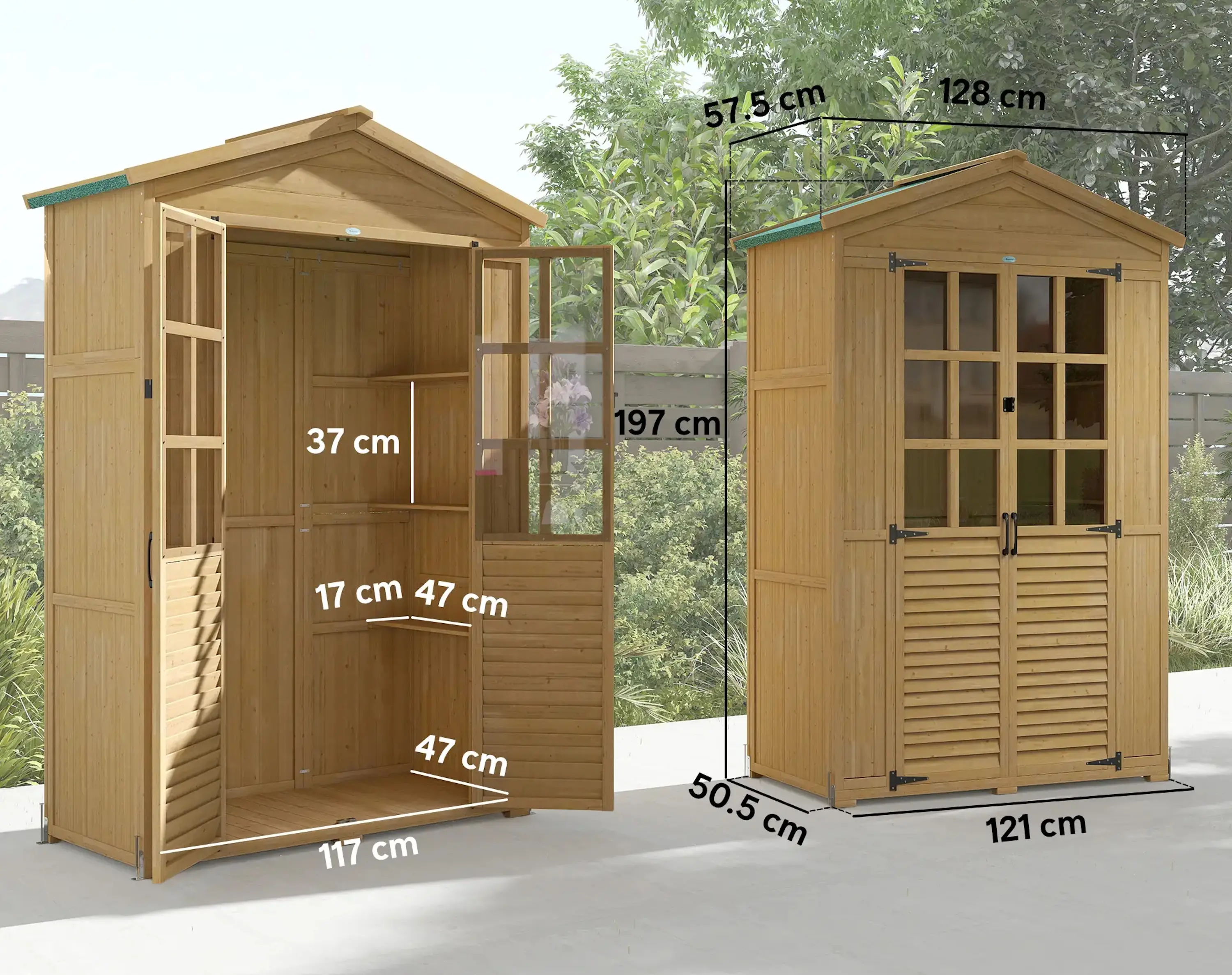 Cадовый шкаф Outsunny 84H-489V00LR (Light Brown) - 4