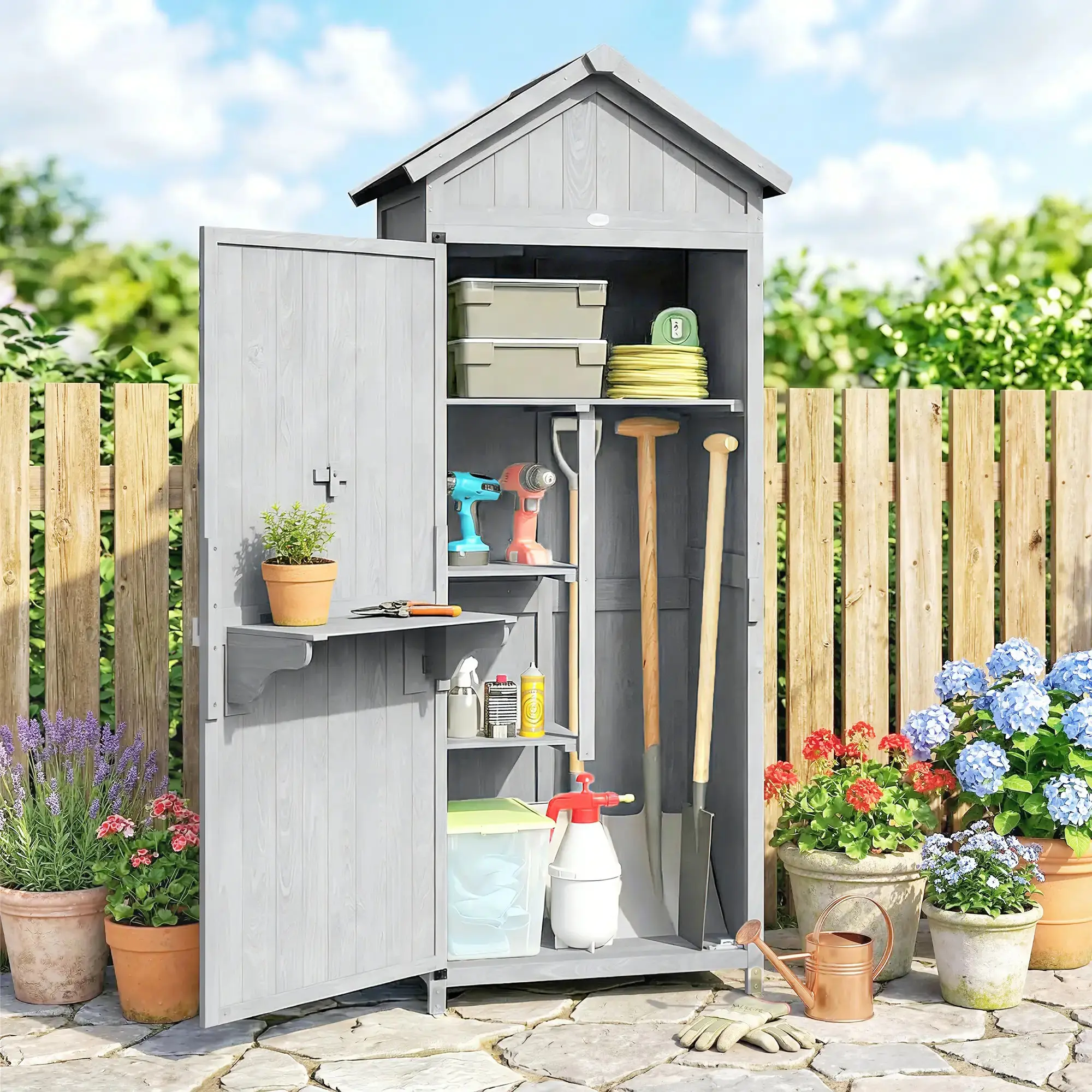 Садовый шкаф Outsunny 84H-711V00GY (Grey) - 4