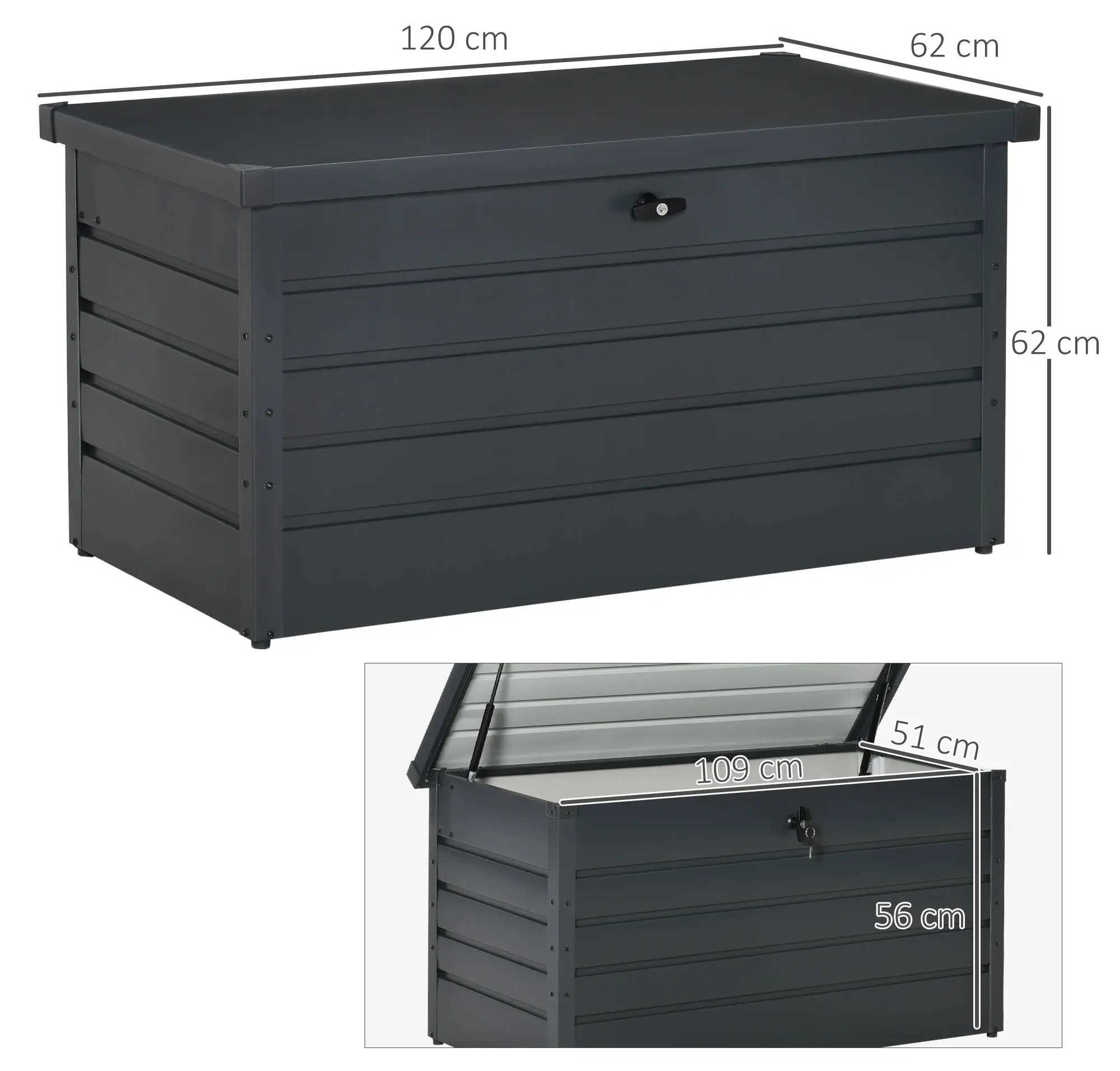 Lada depozitare de gradina Outsunny 84B-459V01 (Dark Grey) - 6
