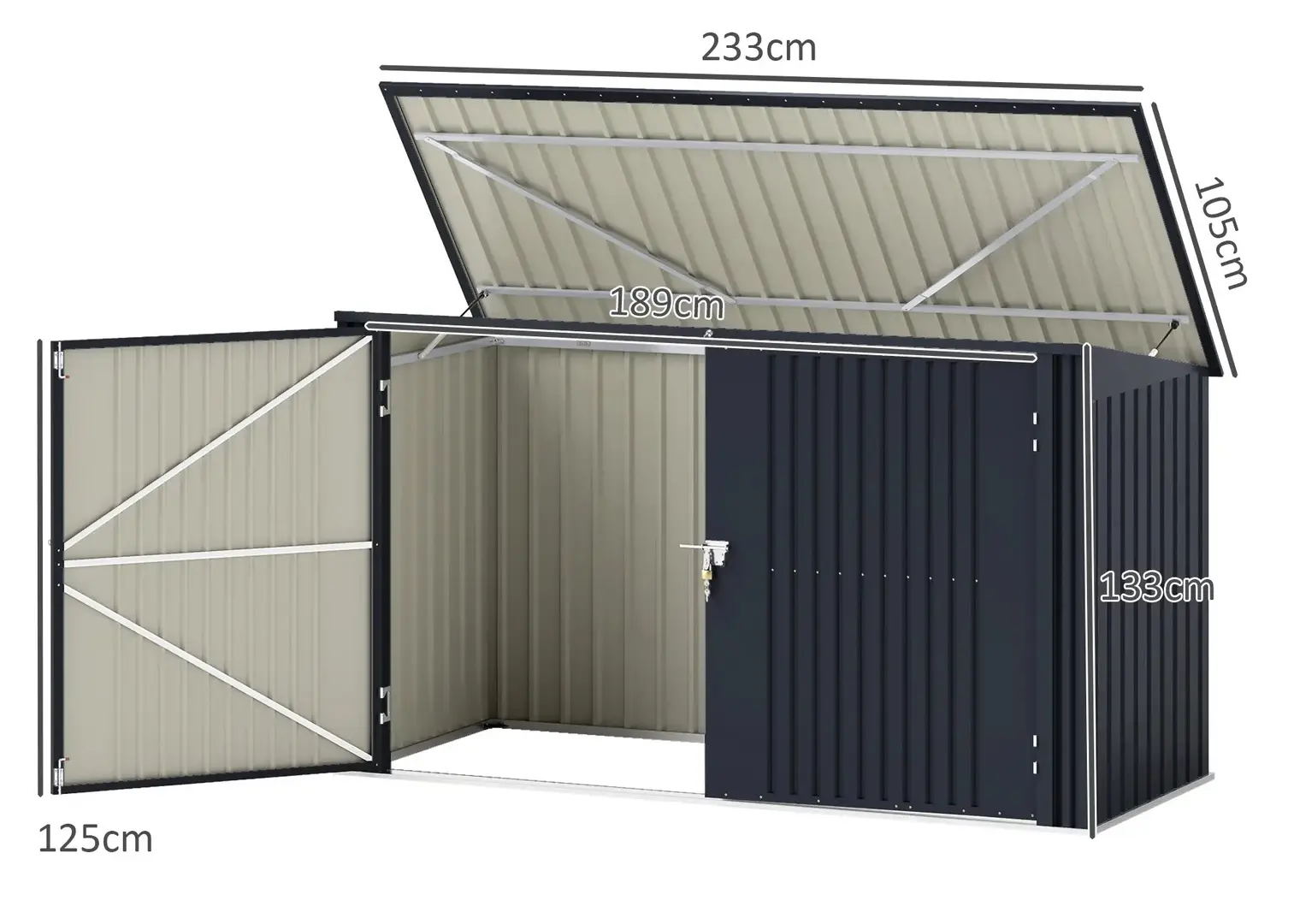 Dulap pentru containere de gunoi Outsunny 84H-206V00CG (Grey)