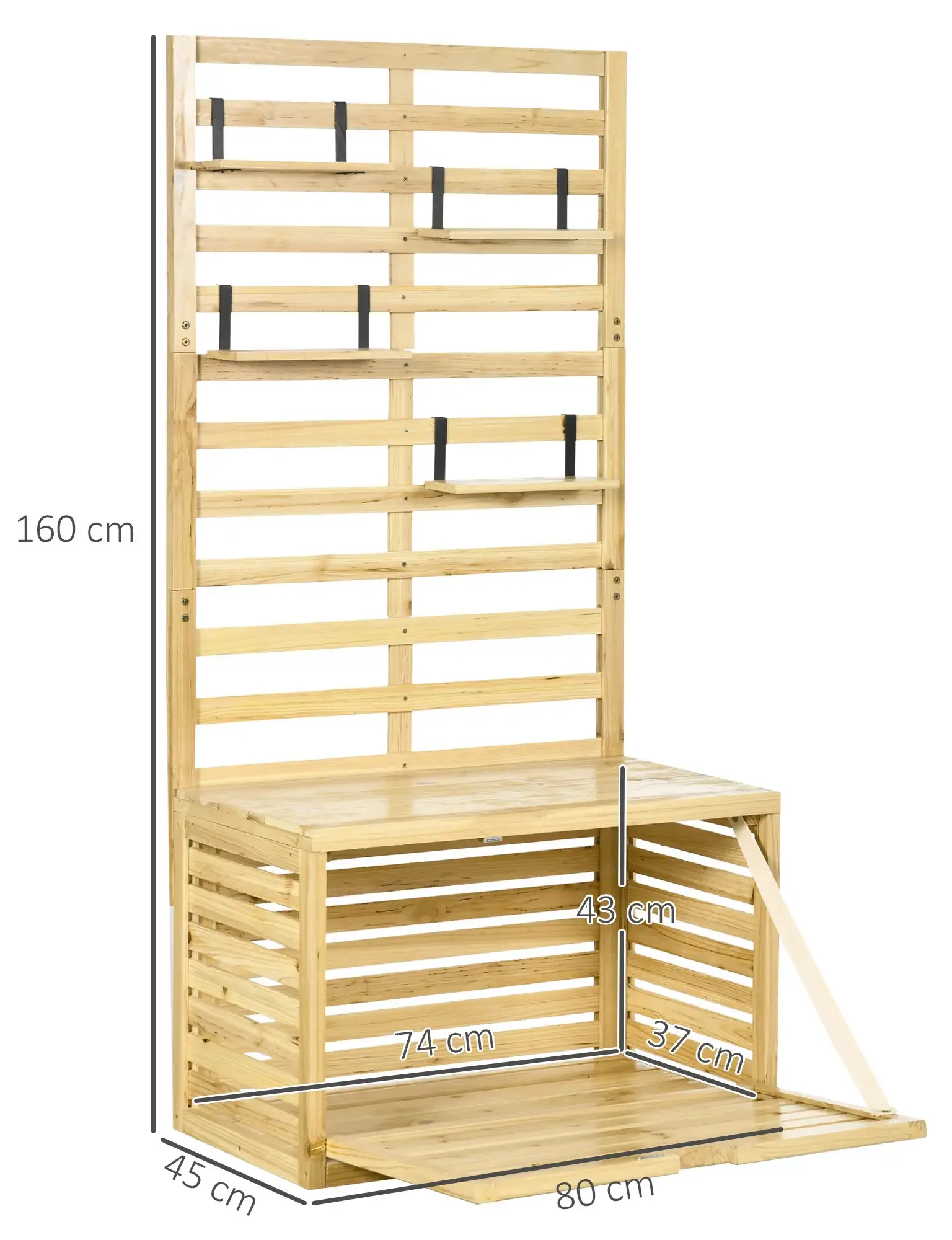 Ящик для хранения со шпалерой Outsunny 84G-095V00ND (Natural) - 4