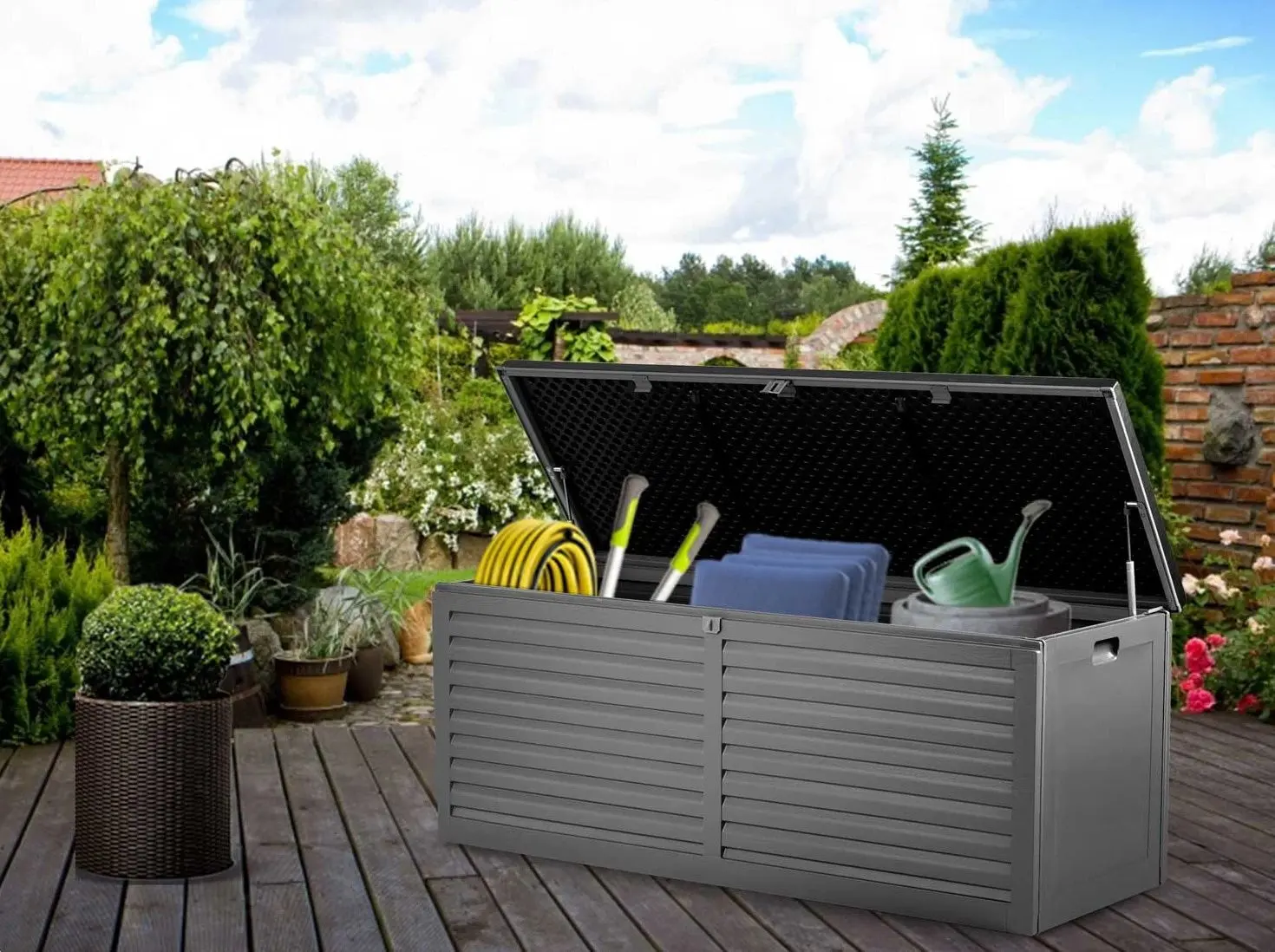 Садовый сундук Plonos 480101 (Black/Grey)