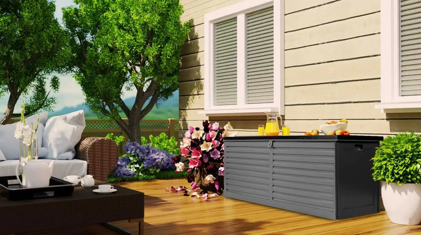 Садовый сундук Plonos 480101 (Black/Grey)