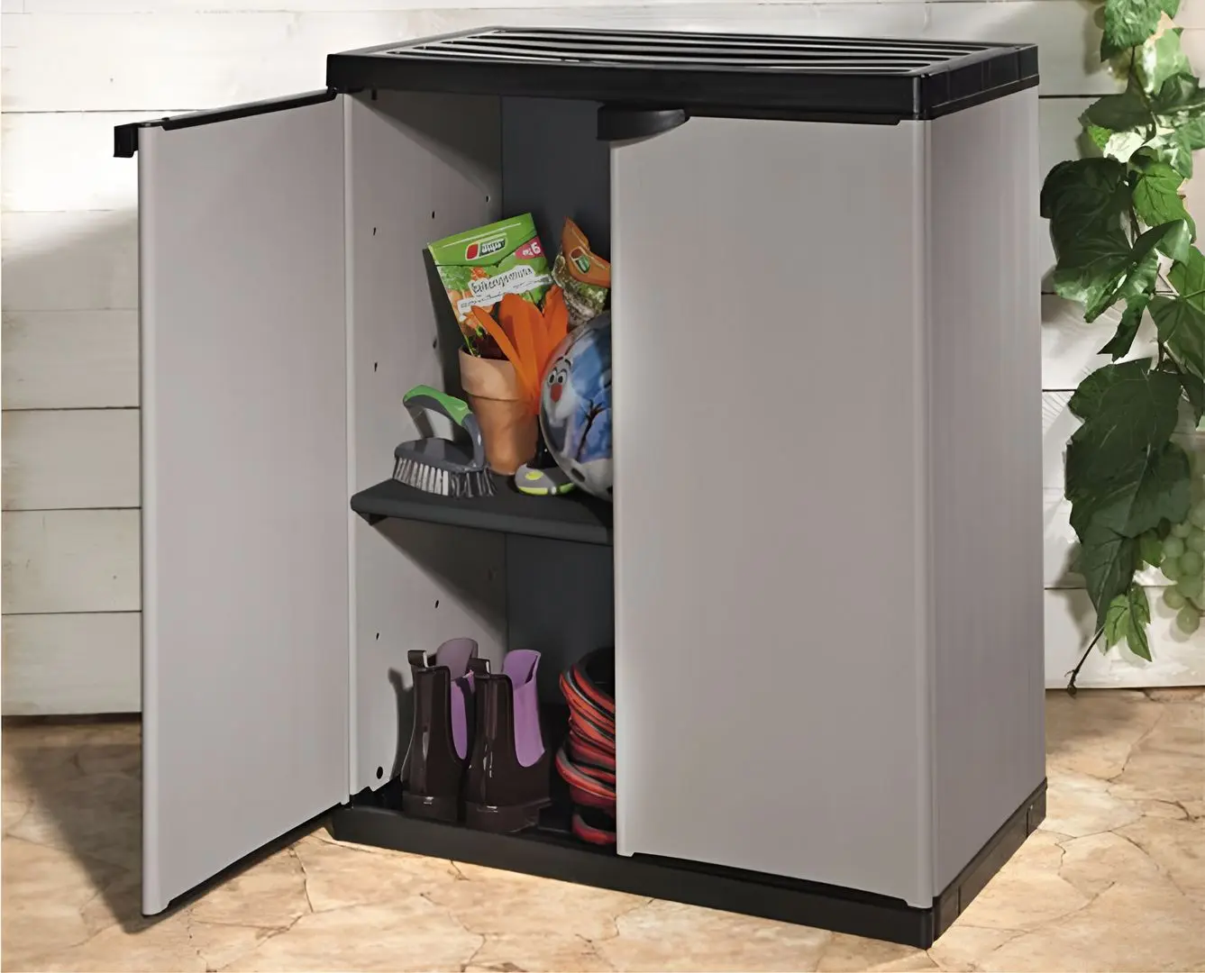 Садовый шкаф VidaXL 340987 (Grey/Black)