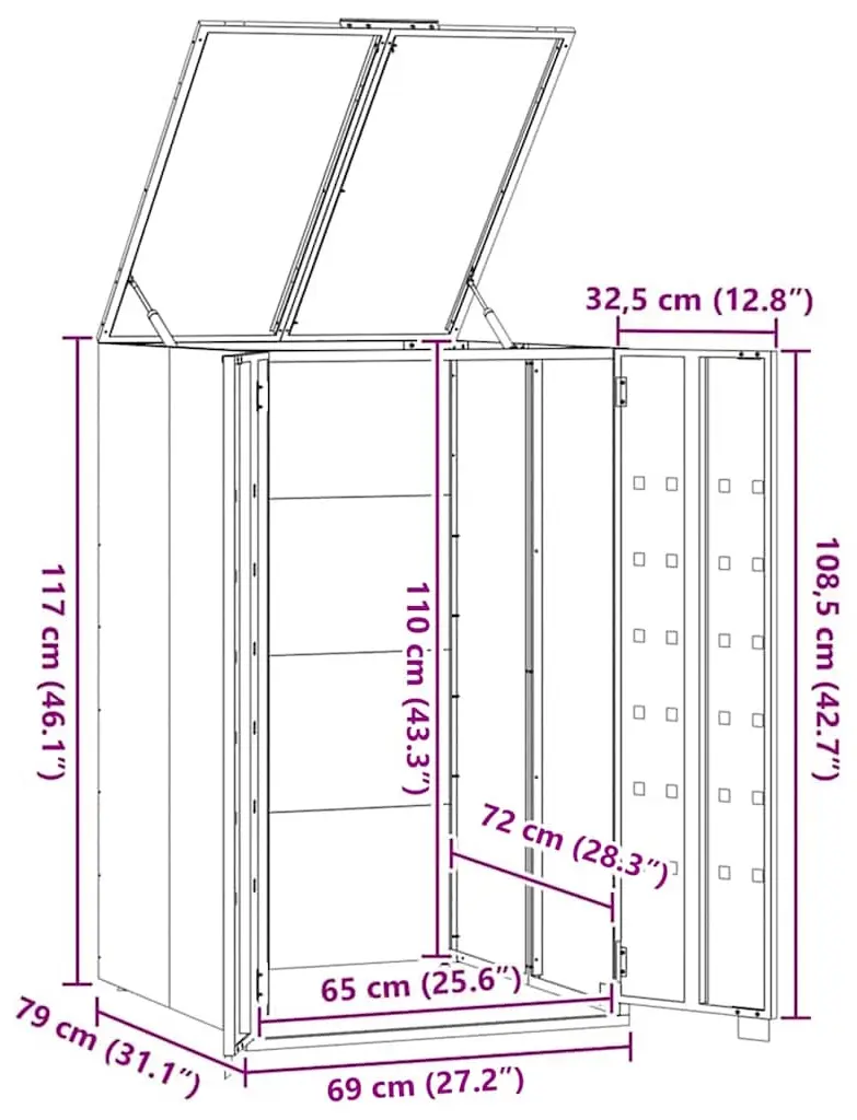 Шкаф для мусорного контейнера VidaXL 4008424 (Black) - 9