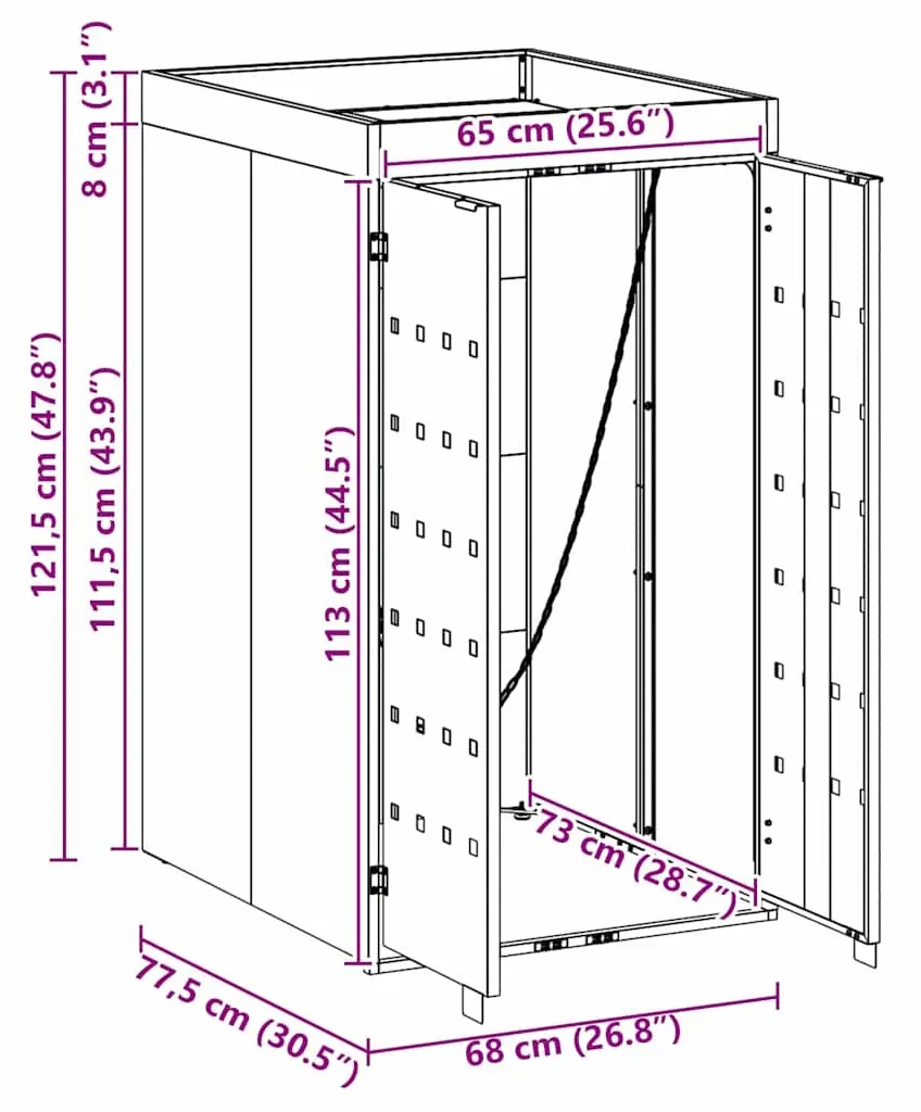 Шкаф для мусорного контейнера VidaXL 42018675 (Black) - 8