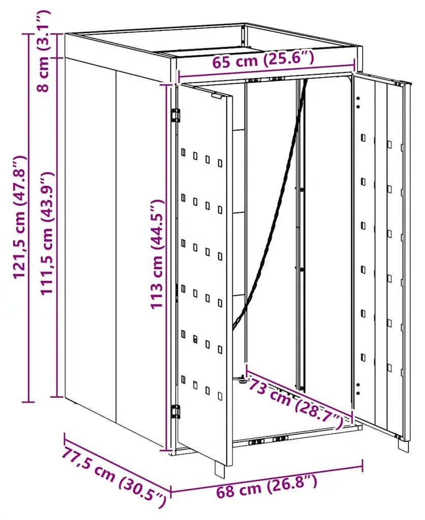 Шкаф для мусорного контейнера VidaXL 42018679 (Light Grey) - 9