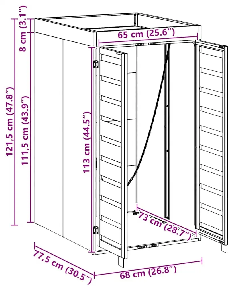 Шкаф для мусорного контейнера VidaXL 42018683 (Anthracite) - 7