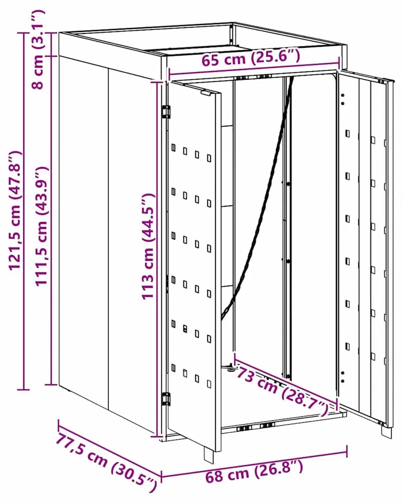 Dulap pentru pubela VidaXL 42018687 (Anthracite/Silver) - 9