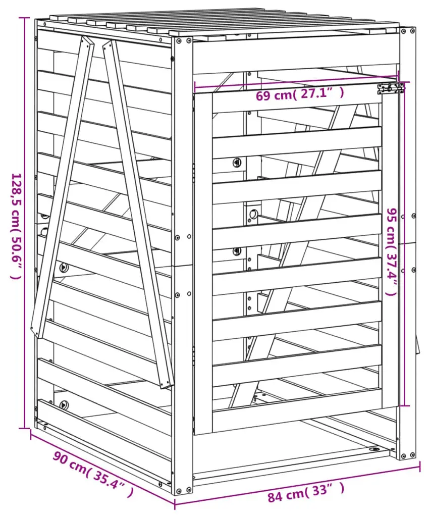 Шкаф для мусорного контейнера VidaXL 825102 (Grey) - 11