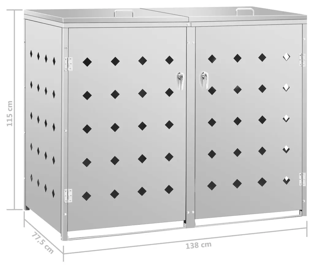 Шкаф для мусорных контейнеров VidaXL 145380 (Silver) - 9