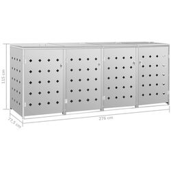 Шкаф для мусорных контейнеров VidaXL 145382 (Silver) Thumb