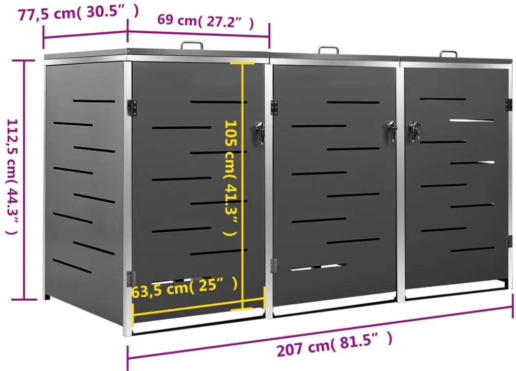 Dulap pentru containere de gunoi VidaXL 149556 (Anthracite)