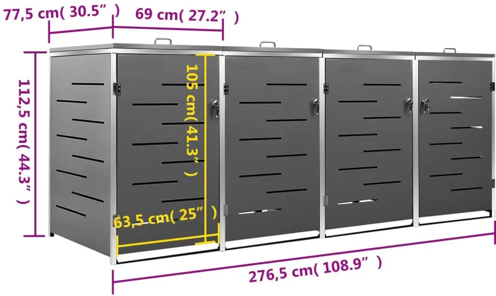 Dulap pentru containere de gunoi VidaXL 149557 (Anthracite)