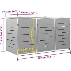 Dulap pentru containere de gunoi VidaXL 149560 (Grey) Thumb