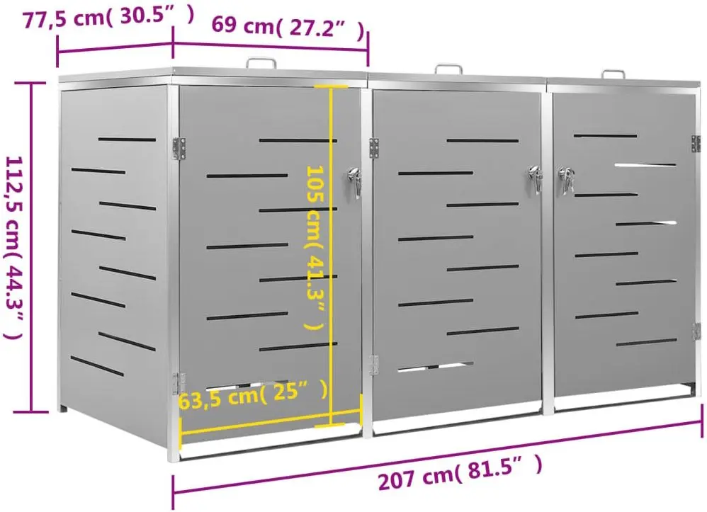 Dulap pentru containere de gunoi VidaXL 149560 (Grey)